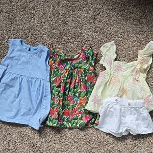 3 Summer Dresses 3 to 6 months cotton and viscose